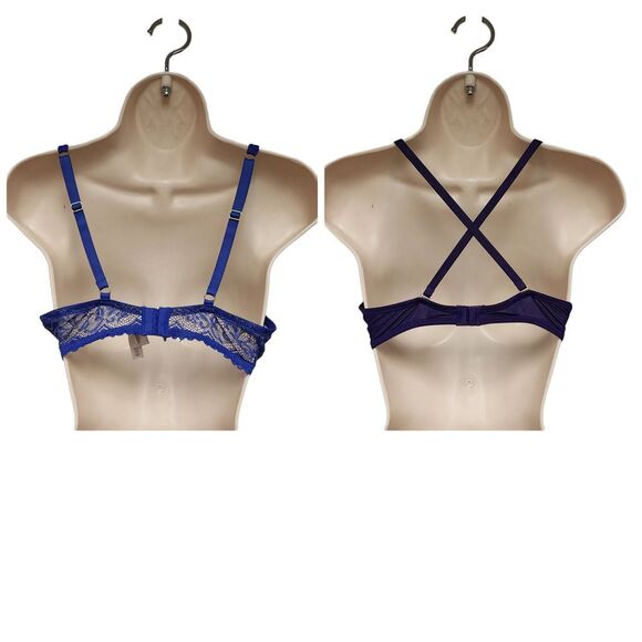 Lots Of 2 Underwire Full Support Push-Up Bras Size 36C Color Blue/Purple - Picture 2 of 10